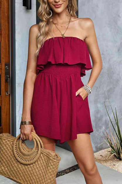 Layered Smocked Strapless Romper | AdoreStarr