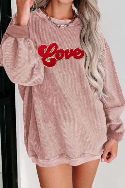 LOVE Dropped Shoulder Sweatshirt | AdoreStarr