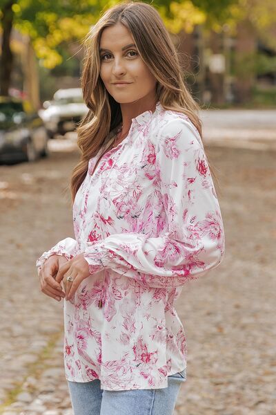 Floral Flounce Sleeve Blouse | AdoreStarr