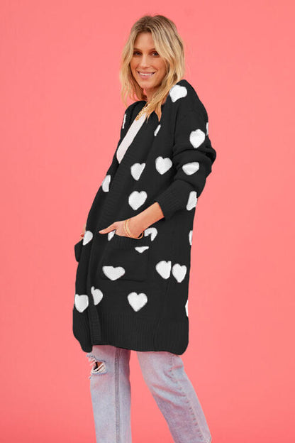 Heart Graphic Open Front Cardigan | AdoreStarr