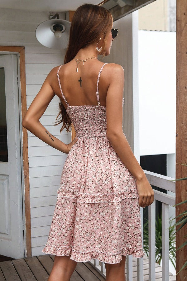 Smocked Tiered Midi Dress | AdoreStarr