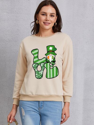 LOVE Round Neck Dropped Shoulder Sweatshirt | AdoreStarr