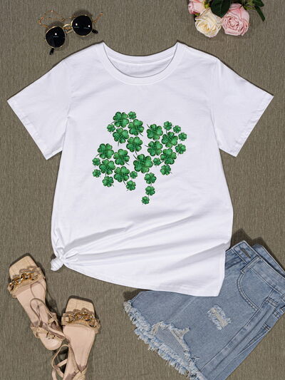 Lucky Clover Round Neck T-Shirt | AdoreStarr