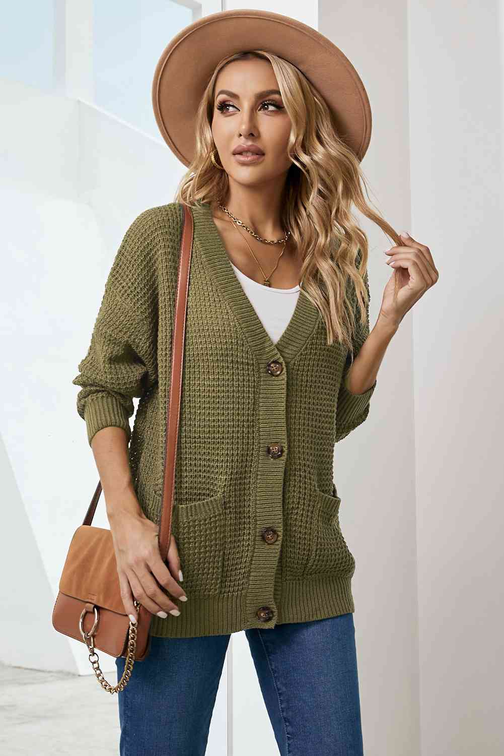 Button Down Pocketed Cardigan | AdoreStarr