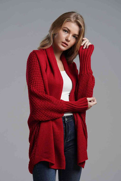 Dolman Sleeve Ribbed Trim Longline Cardigan | AdoreStarr