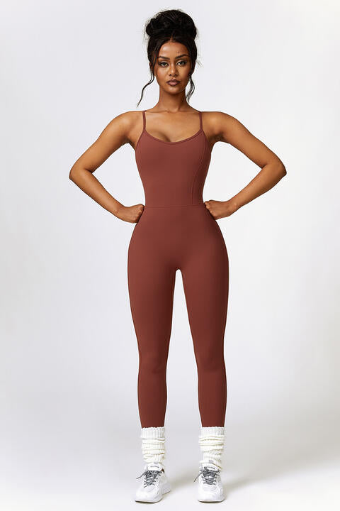 Open Back Spaghetti Strap Sports Jumpsuit | AdoreStarr