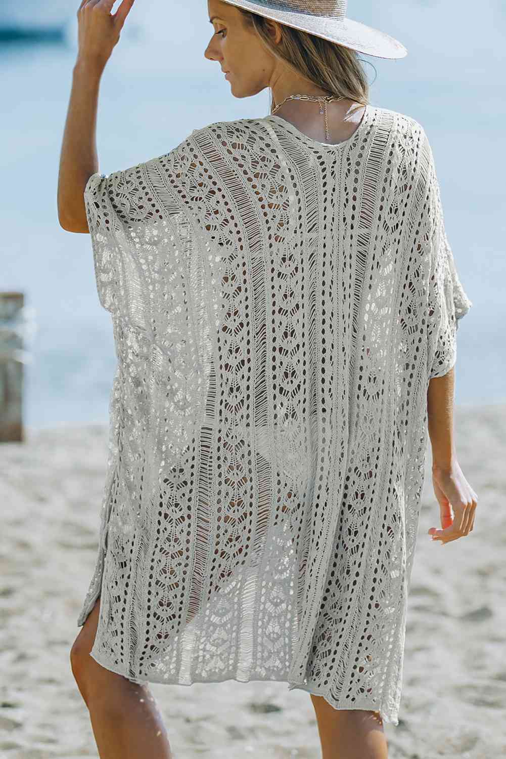 Openwork V-Neck Slit Cover-Up | AdoreStarr