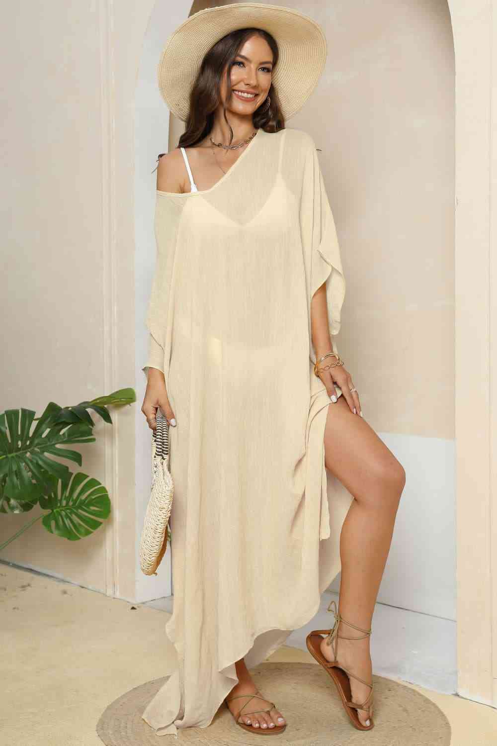 V-Neck Three-Quarter Sleeve Cover-Up | AdoreStarr