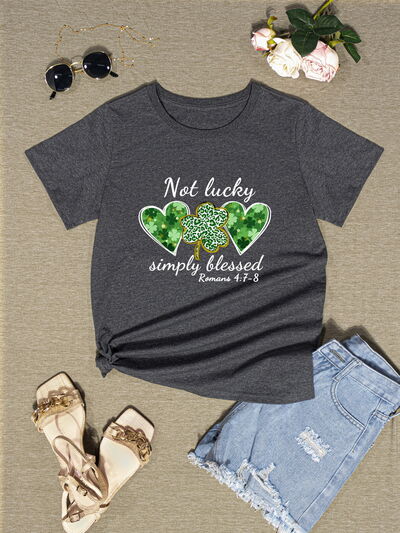 NOT LUCKY SIMPLY BLESSED Heart T-Shirt | AdoreStarr