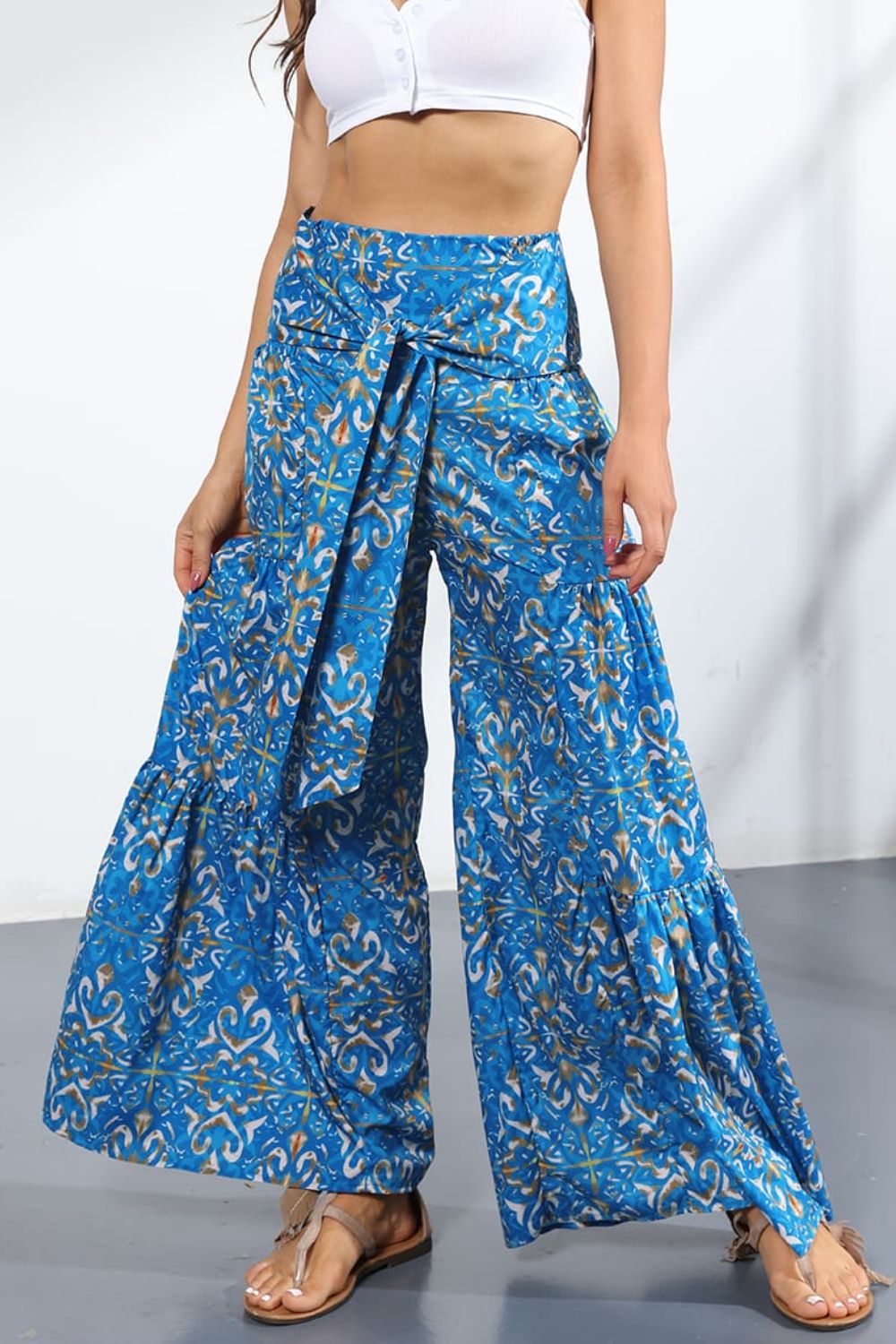 Printed High-Rise Tied Culottes | AdoreStarr