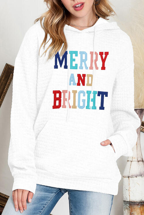 MERRY AND BRIGHT Waffle-Knit Hoodie | AdoreStarr