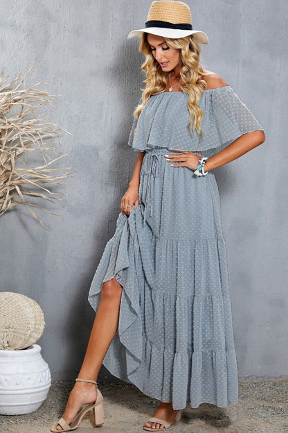 Off-Shoulder Tiered Maxi Dress | AdoreStarr