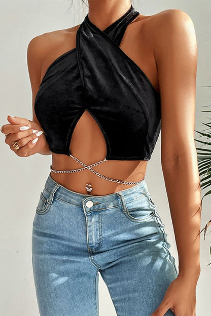 Chain Velvet Crop Top | AdoreStarr