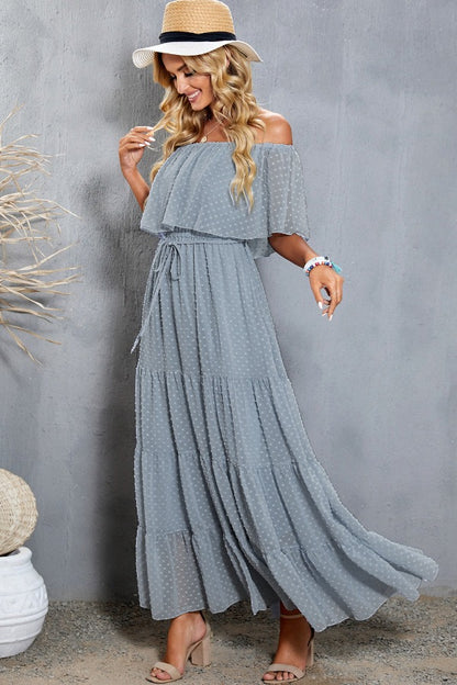 Off-Shoulder Tiered Maxi Dress | AdoreStarr