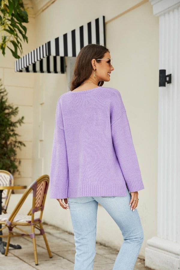 Drop Shoulder Knit Pullover | AdoreStarr