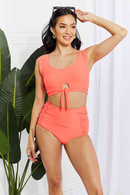 Crop Swim Top and Ruched Bottoms Set | AdoreStarr