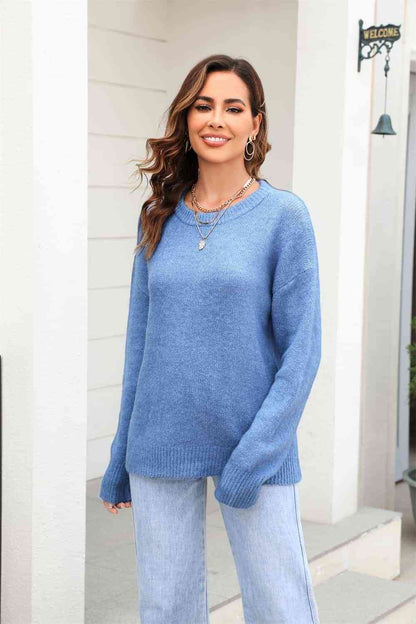 Ribbed Long Sleeve Sweater - Sky Blue