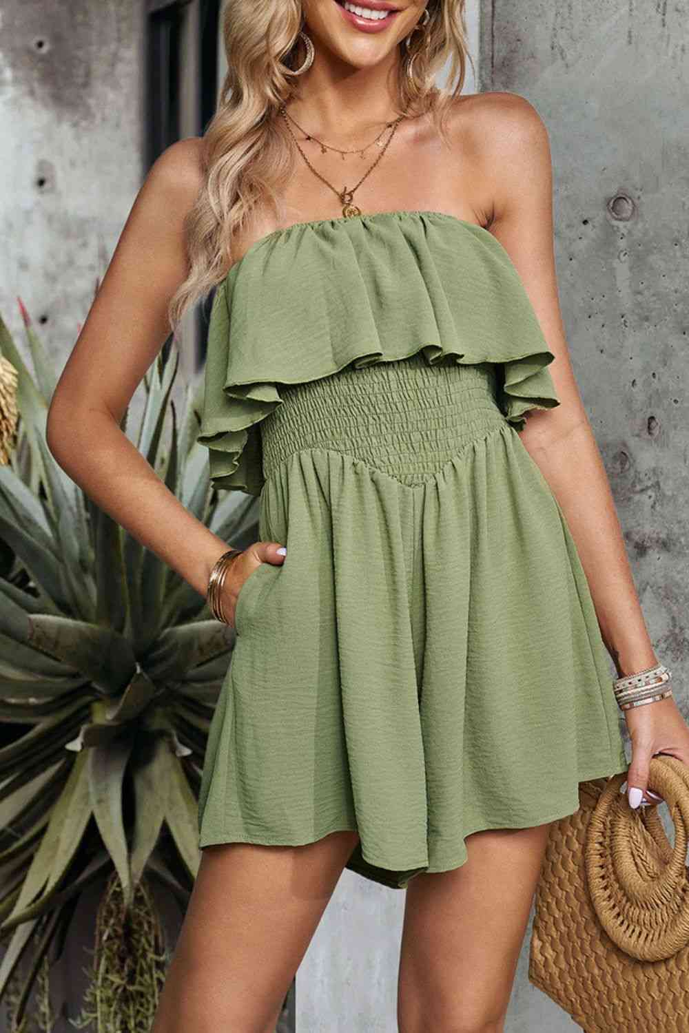 Layered Smocked Strapless Romper | AdoreStarr