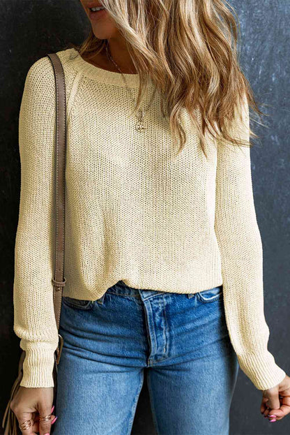 Round Neck Raglan Sleeve Sweater | AdoreStarr