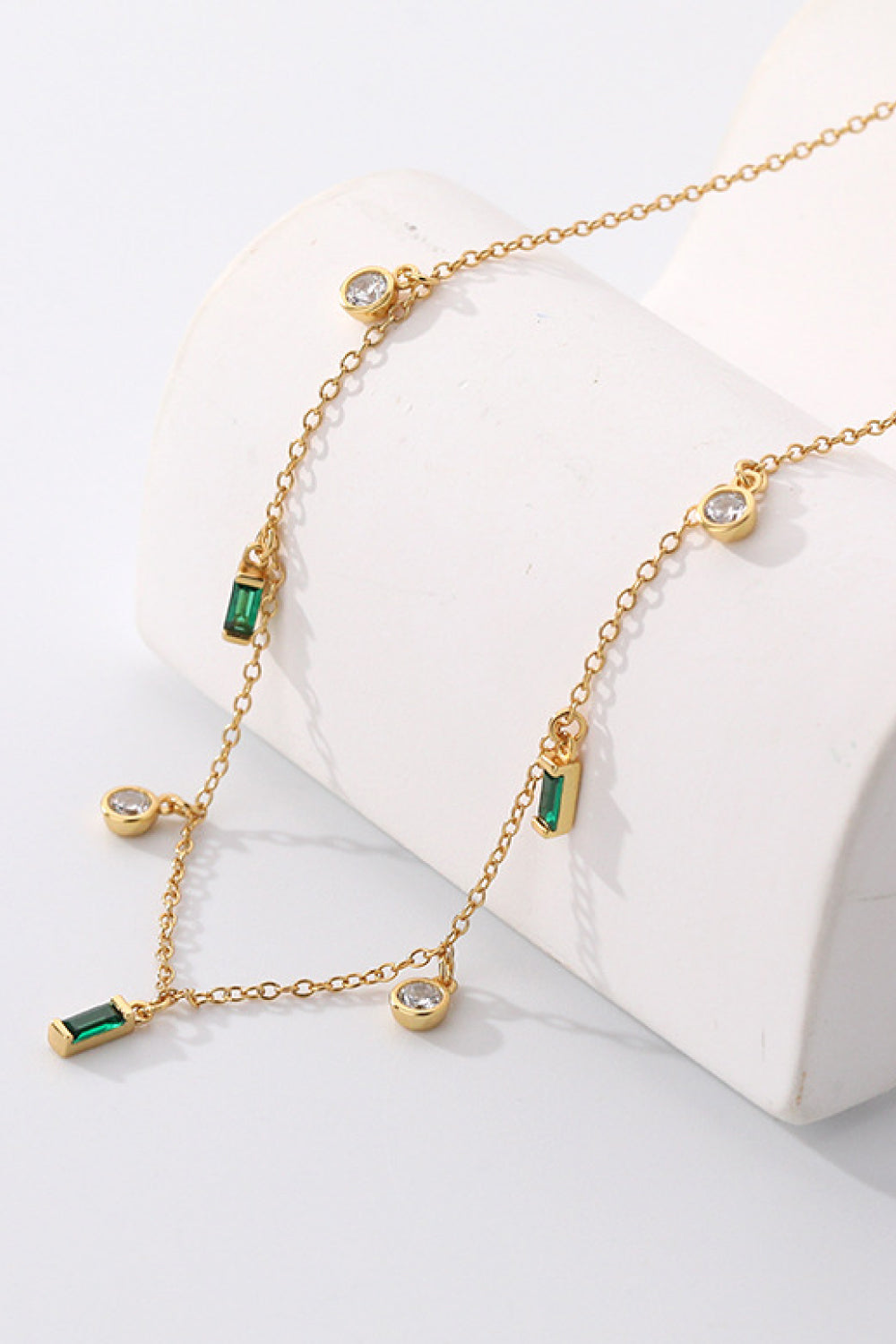 Multi-Charm Chain Necklace - Green One Size