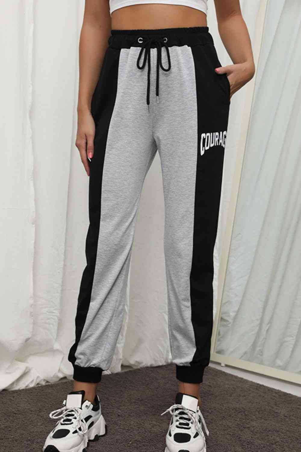 COURAGE Graphic Drawstring Joggers | AdoreStarr